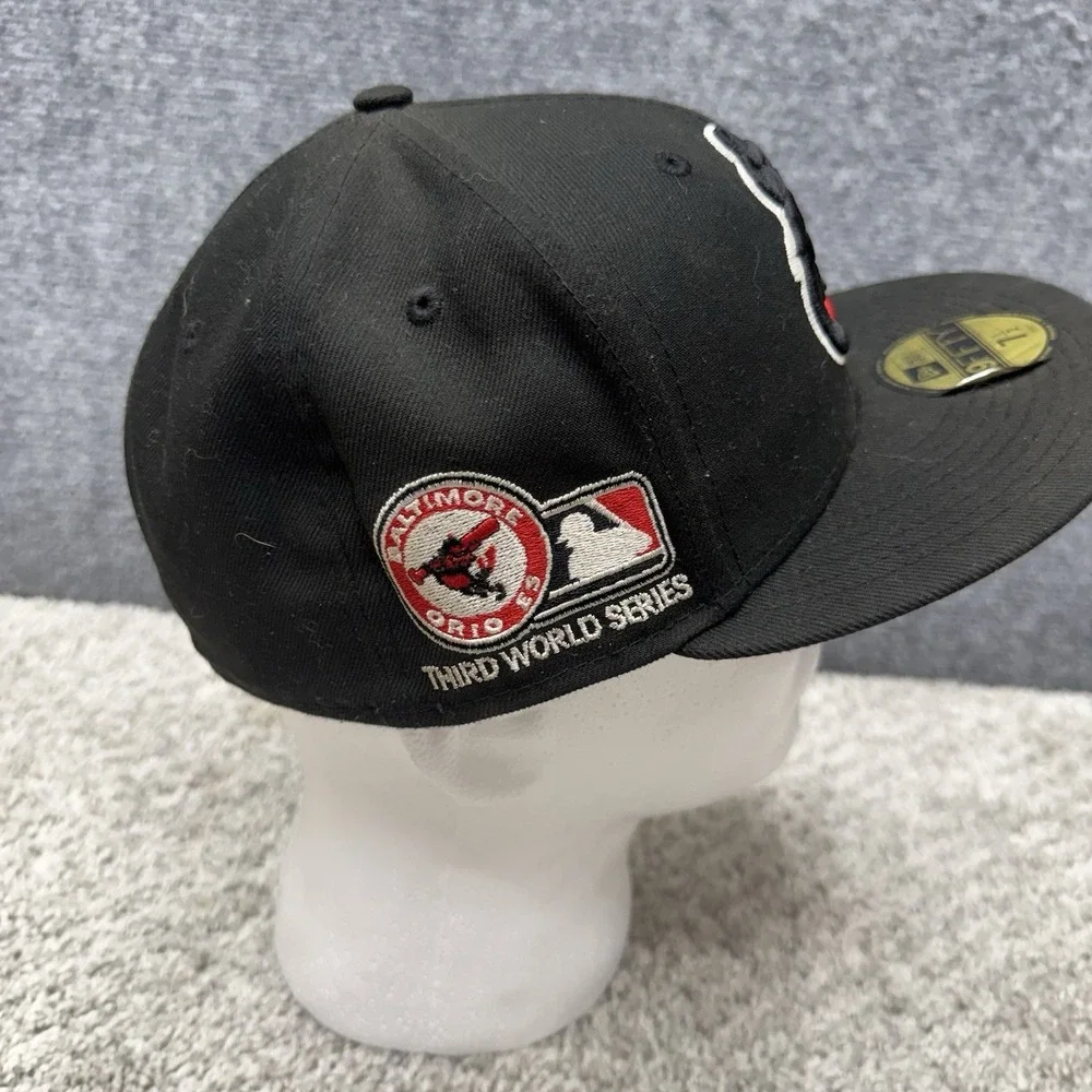 New Era Baltimore Orioles black fitted hat cap men's size 7.5‎ (misprint) DIRTY